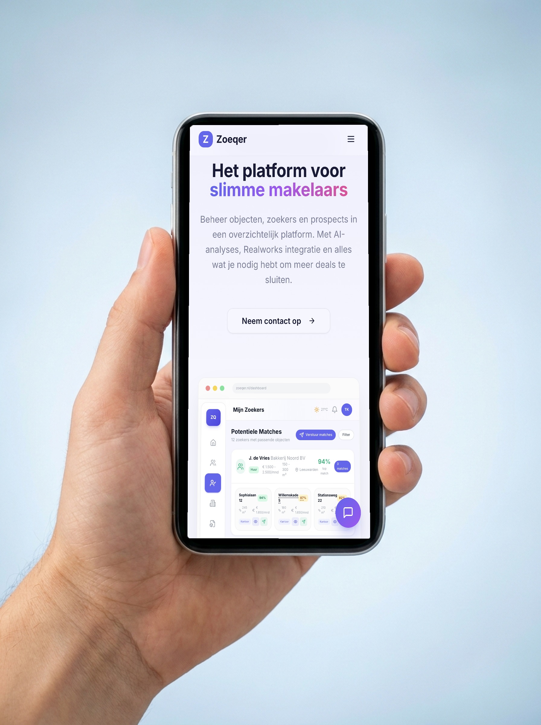Het Zoeqer-platform op een telefoon
