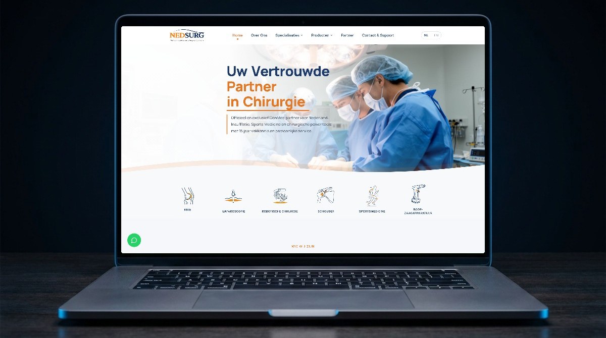 Website gebouwd voor NEDSURG, open op een MacBook